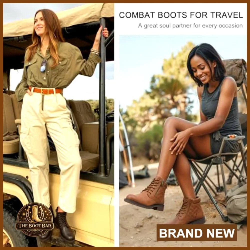 Combat Ankle Boots Lace Up Low Heel Booties Comfortable Retro Chic Style - Picture 6 of 7